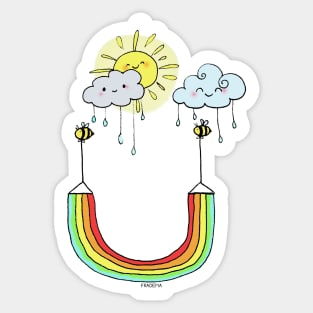 Rain + sun = RAINBOW Sticker